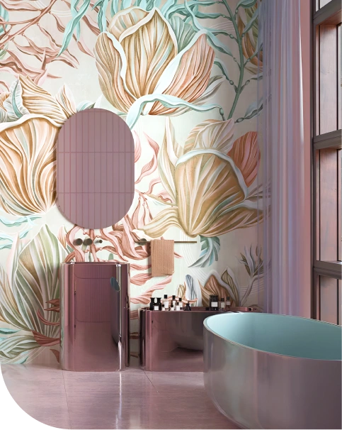 Modern Elegant wallpaper at bathroom area